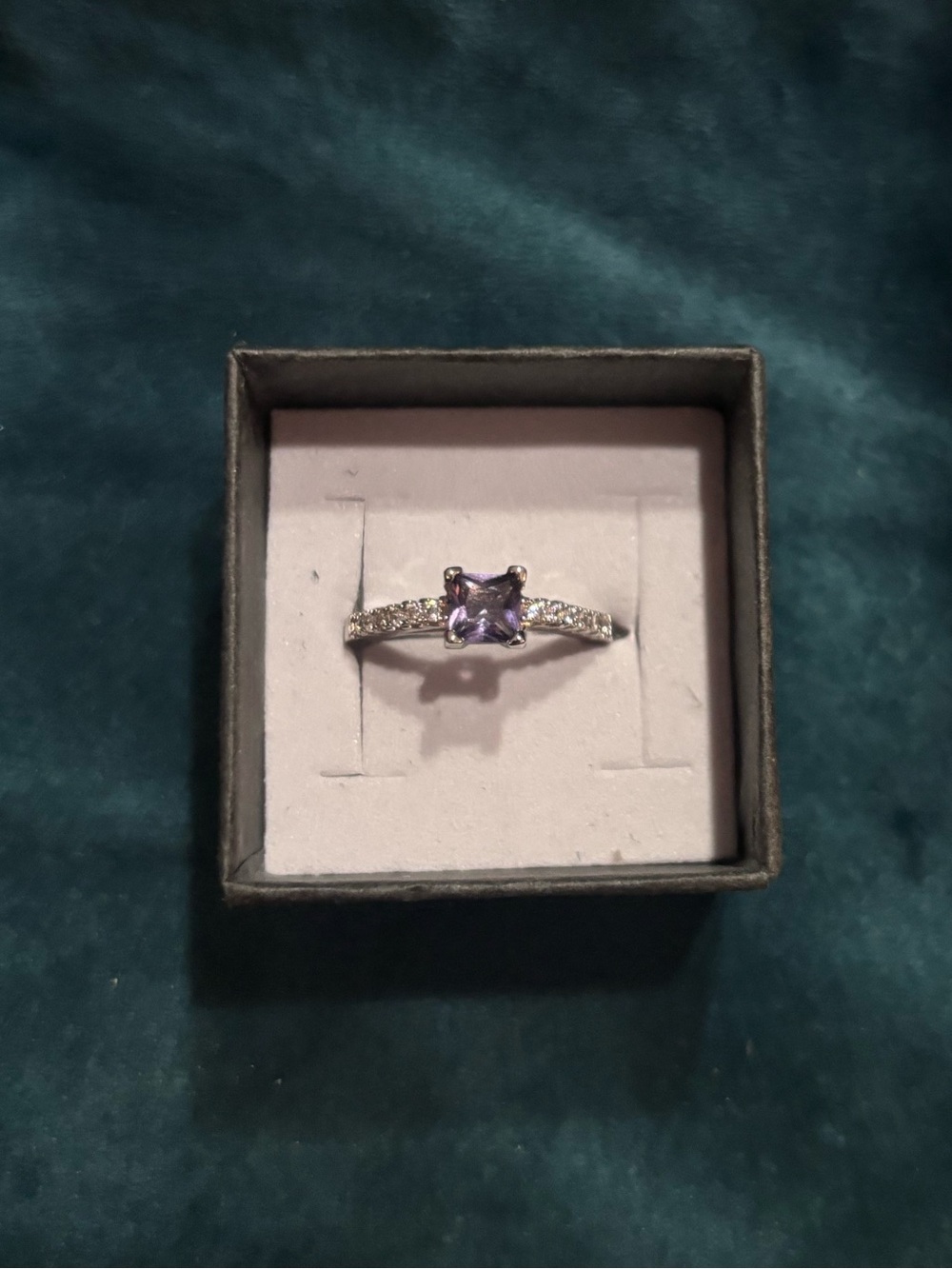 Sterling Silver Purple Moissanite Stone Solitaire Ring - Women Jewelry